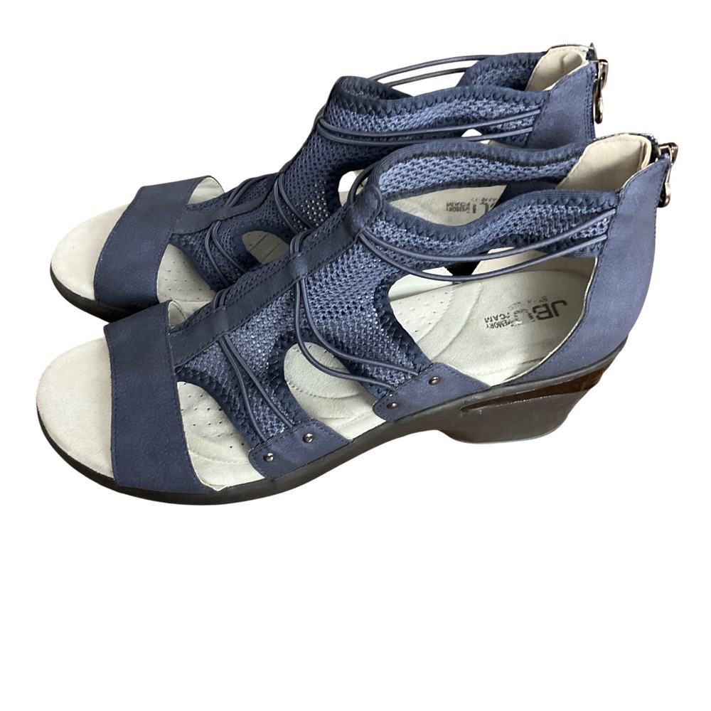 JBU by Jambu Sandals Women's 11M‎ Navy Blue Gladiator Wedge Zip Back Comfort